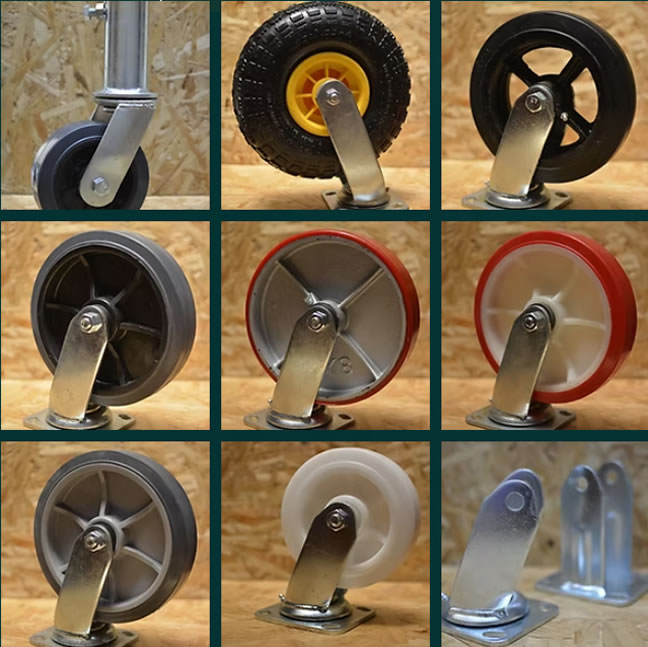 Ruedas industriales con horquillas. Serie liviana, Serie medio pesada, Ruedas para cargas pesadas